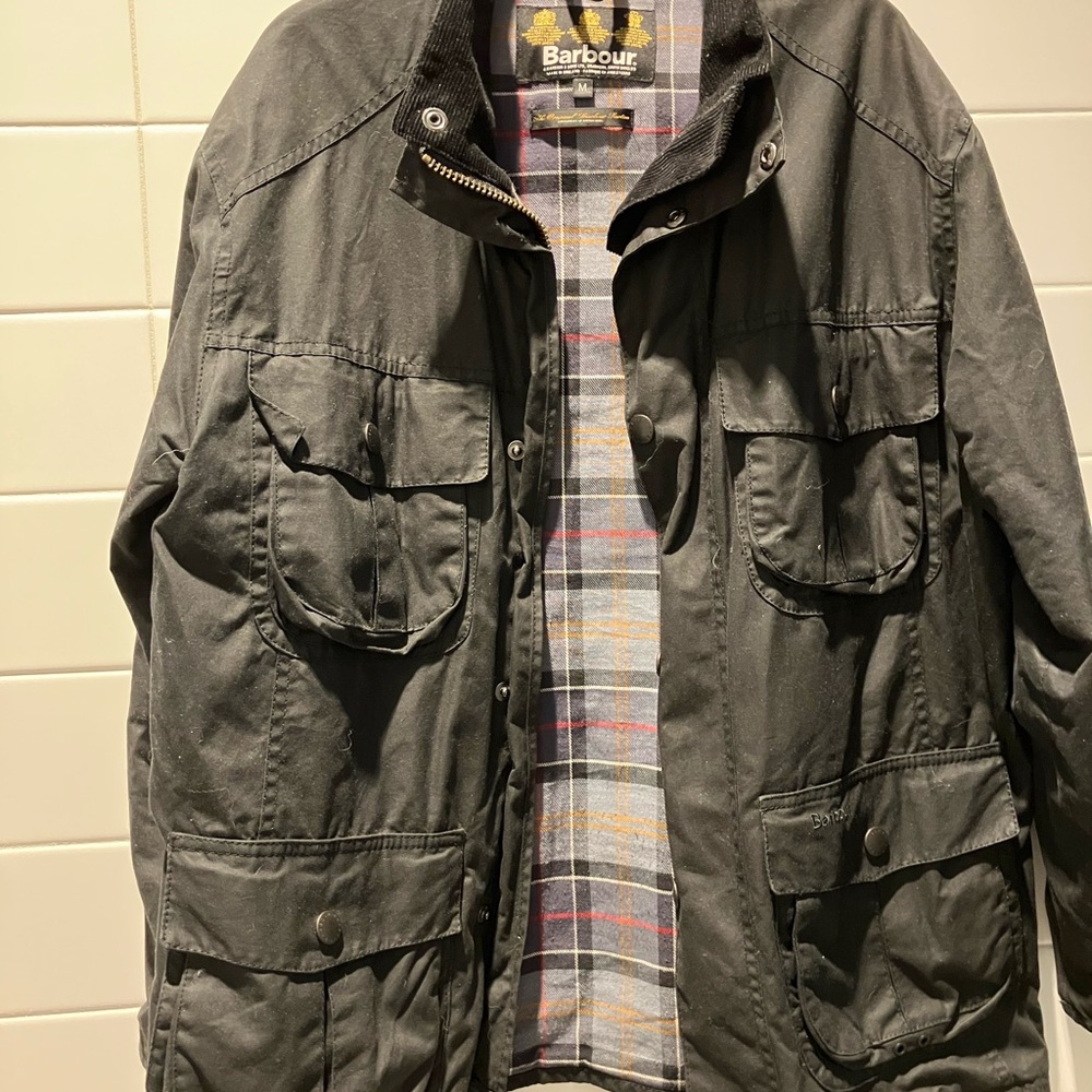 Barbour A419 “New Utility” Waxed Canvas Jacket, Lined, Size Medium